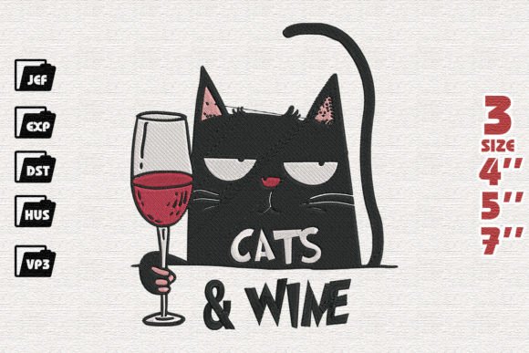 Cat Drinking Wine Embroidery Design Review