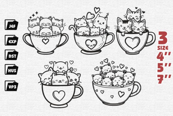 Cute Cat in Cup Embroidery Review