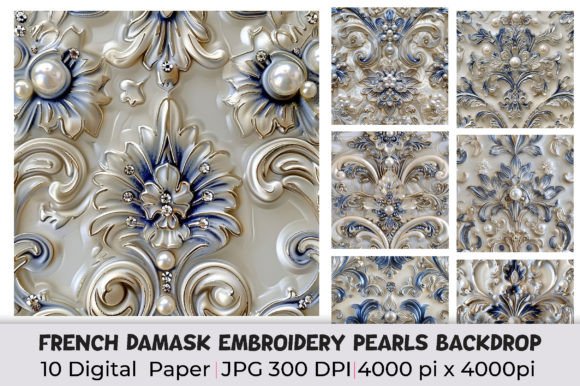 French Damask Embroidery Pearls Backdrop Review