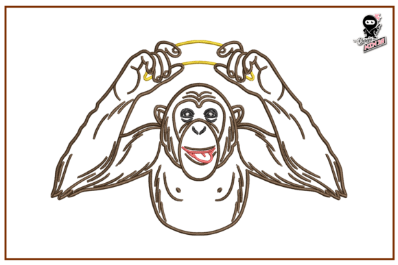 Monkey with Banana, Animal Embroidery Design Review