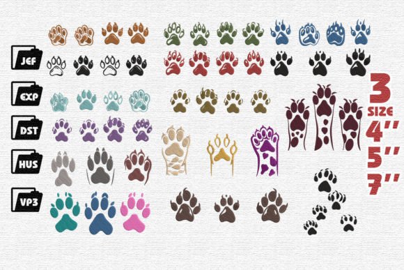 Set of 15 Cat Paws Embroidery